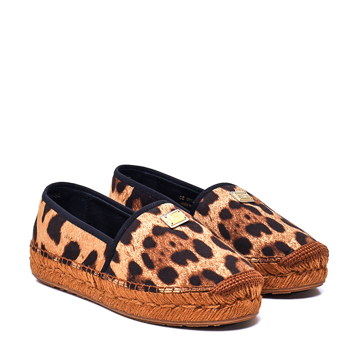 Dolce & Gabbana -Leopard Print Logo Plaque Espadrilles 38